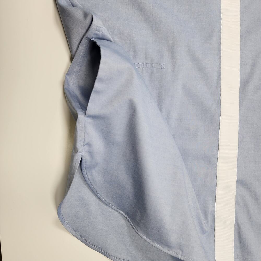 Chico’s No Iron Blue Tunic Blouse Contrast Trim Size 3 (16/18) NWT - Picture 7 of 9